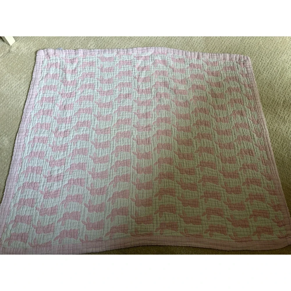 Angel Dear Quilted Blanket Baby OS Pink Bunny Muslin Cotton Quilt